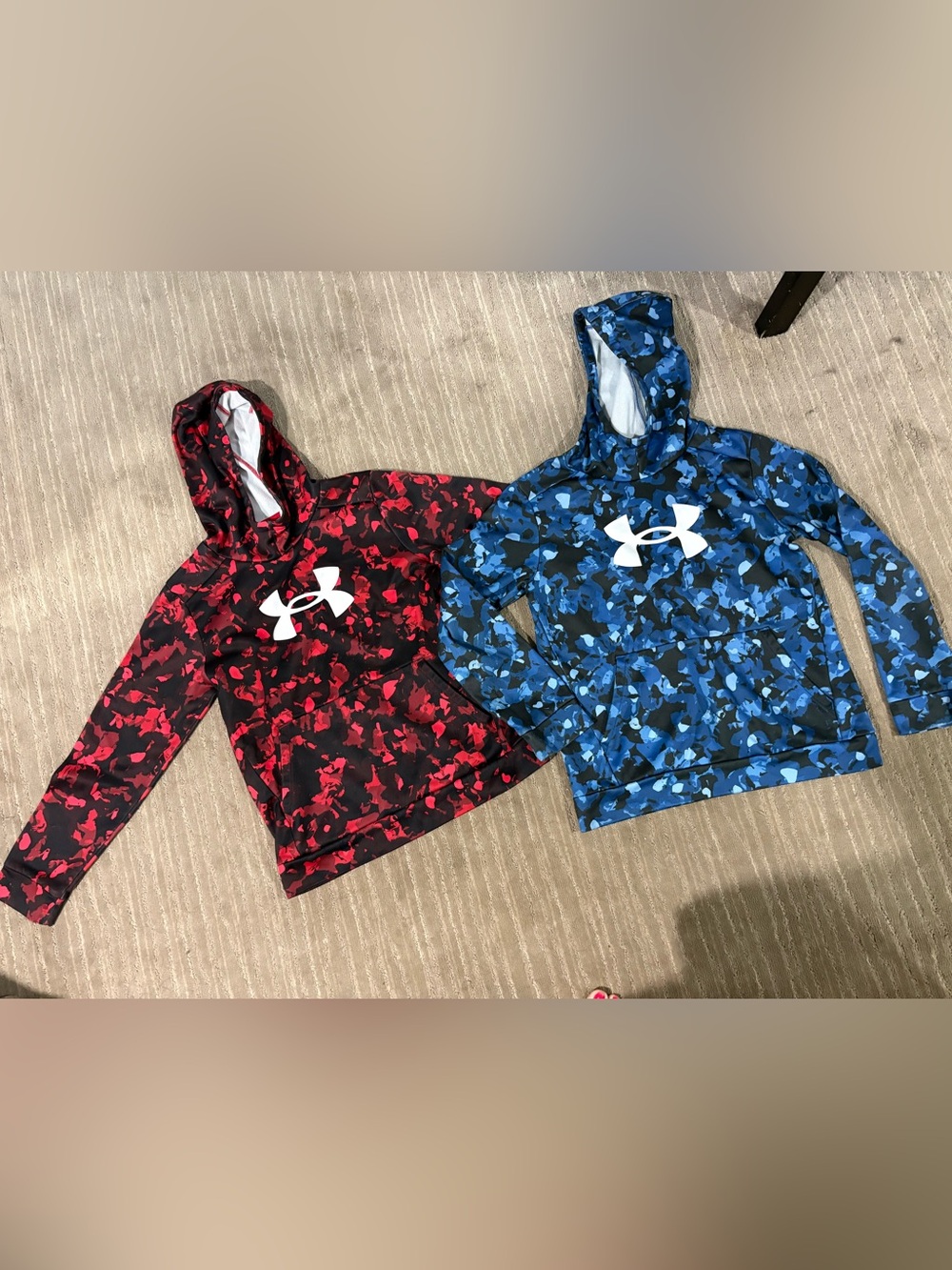 Under Armour Boys' Camo Logo Hoodies - Red & Blue Sz large